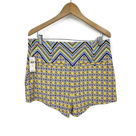 New Maeve High Rise Relaxed Shorts Womens 14 Yellow Blue Print - Picture 3 of 7